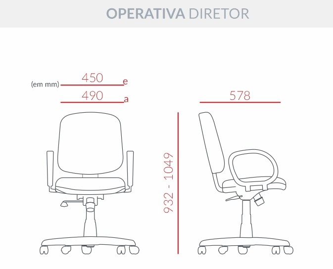 Cadeira Operativa Premium Diretor - Base Standart *Braço Corsa