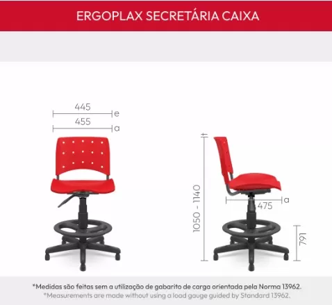 Cadeira Ergoplax Caixa giratória | Com braços - Assento e Encosto Estofados