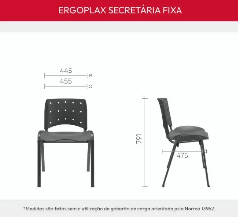 Cadeira fixa Empilhável Ergoplax | Estrutura Cromada - Assento e Encosto Estofado