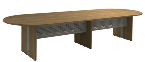 Mesa Reunião Escritório 14 Lugares L Painel Em Aço | Semi-oval 3500 X 1200 - Atualle Impéria 25 Mm